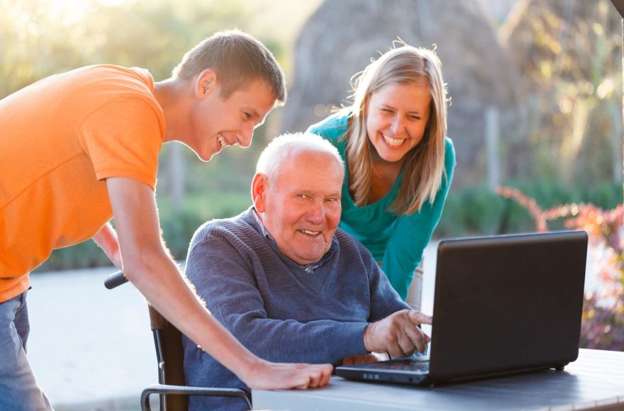 Assisting elderly person with technology