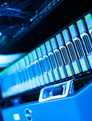 Data Center Computers stacked next to each other