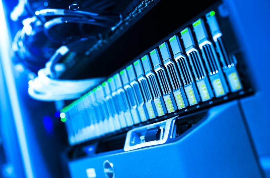 Data Center Computers stacked next to each other