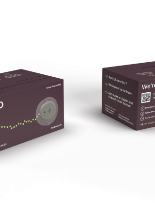 Stelo OTC continuous glucose monitor packaging box by Dexcom